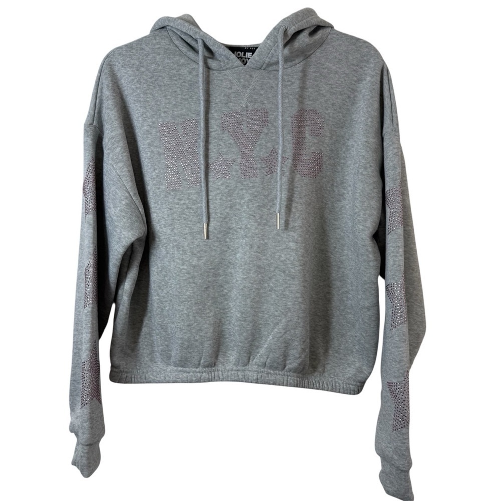 🧨 5/$25 Bejeweled NYC Gray Cropped Hoodie